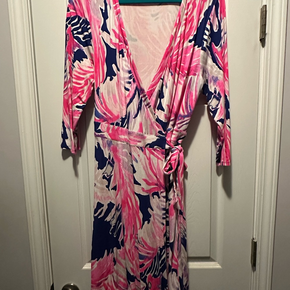 Lilly Pulitzer Pink Navy White Wrap Dress